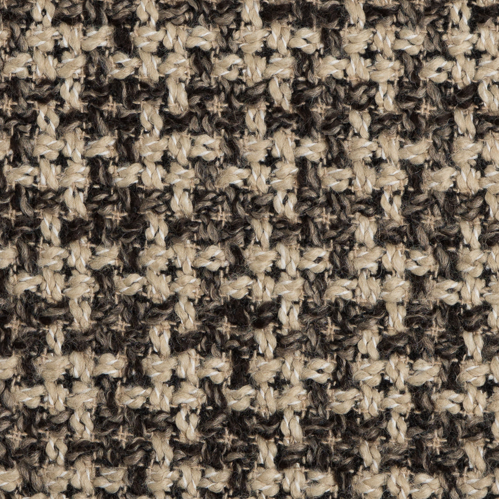Natural/Black Checked Blended Wool Woven Detail