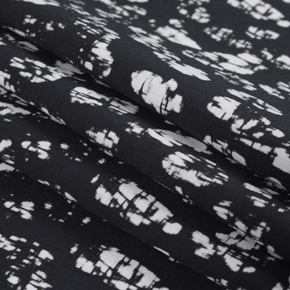 Midnight Blue and White Abstract Cotton Woven Folded