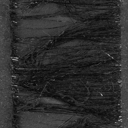 Black Metallic Eyelash Fringed Novelty Woven Detail