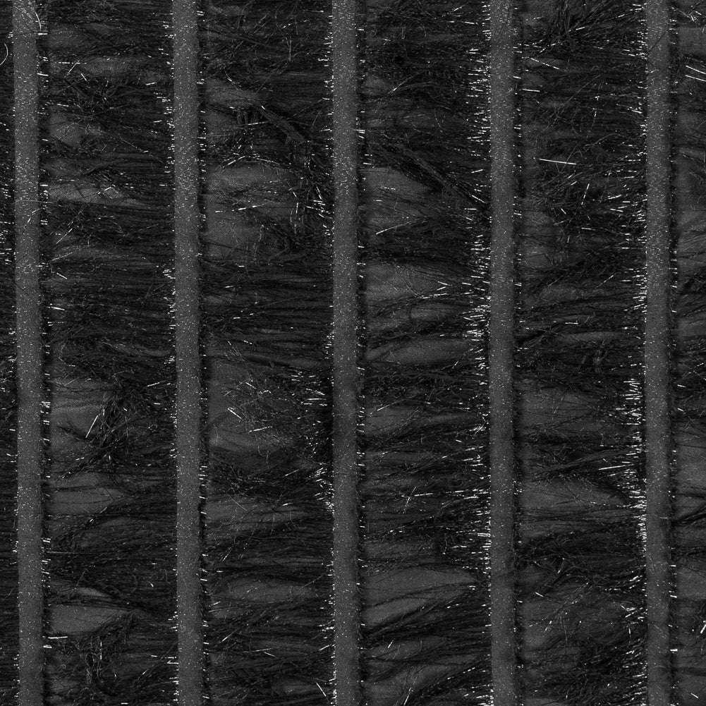 Black Metallic Eyelash Fringed Novelty Woven