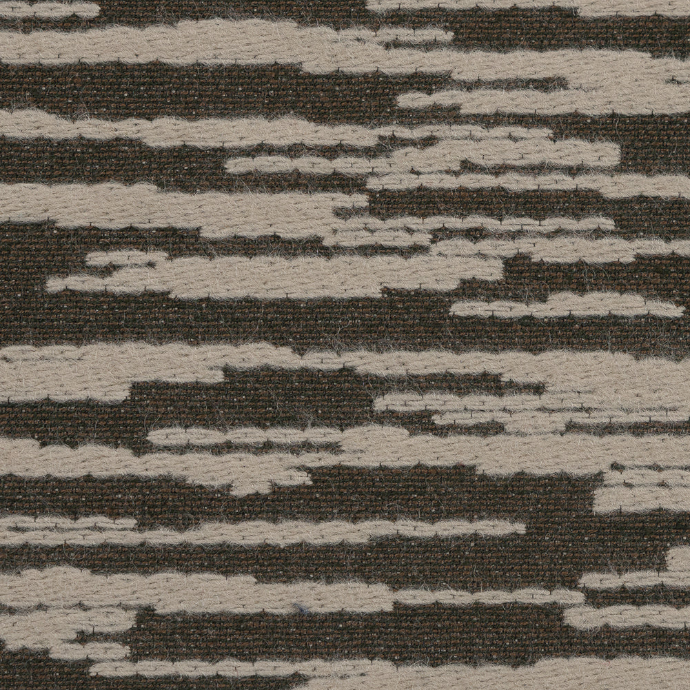 Beige and Olive Striated Wool Jacquard Detail