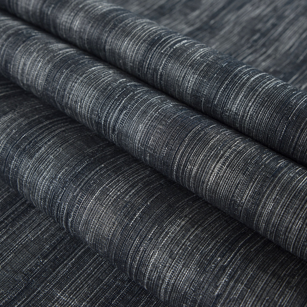 Moroccan Blue/White Striated Woven Blend - Folded