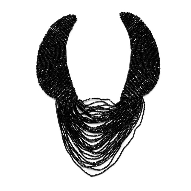 Black Beaded Neck Piece - 14.5