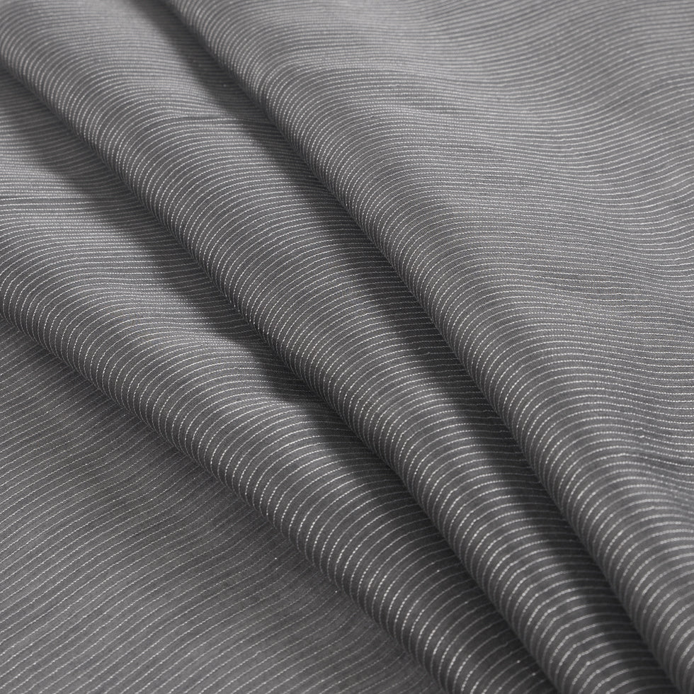 Gray/Silver Striped Polyester Chiffon Folded