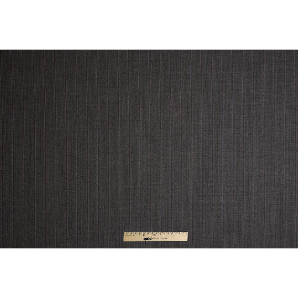 Neutral Gray/Pink Pinstriped Super 120 Wool Suiting Folded