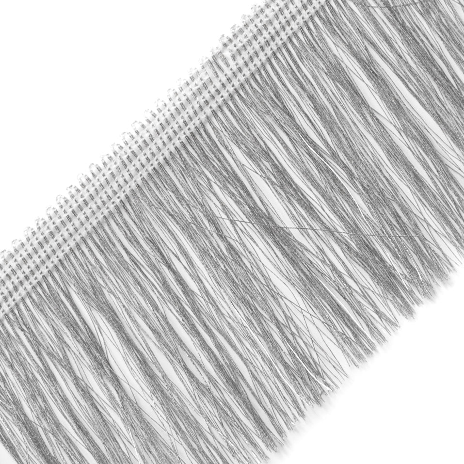 Silver Metallic Polyester Fringe Trim - 2.25" Detail