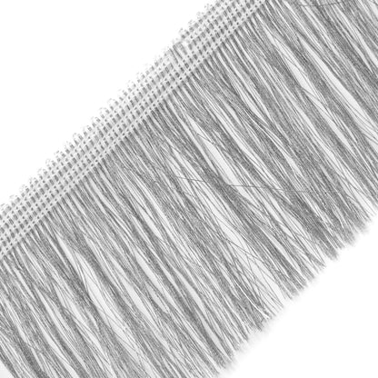 Silver Metallic Polyester Fringe Trim - 2.25" Detail