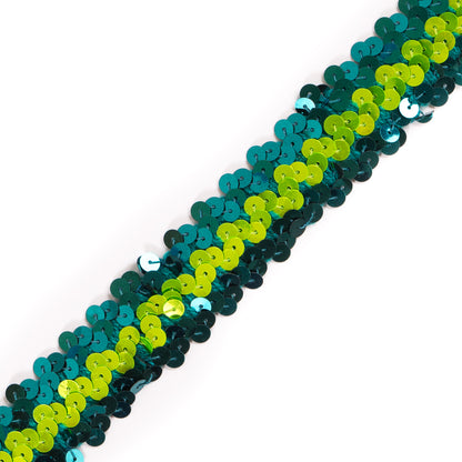 Teal/Green Stretch Sequin Trim - 1" Detail