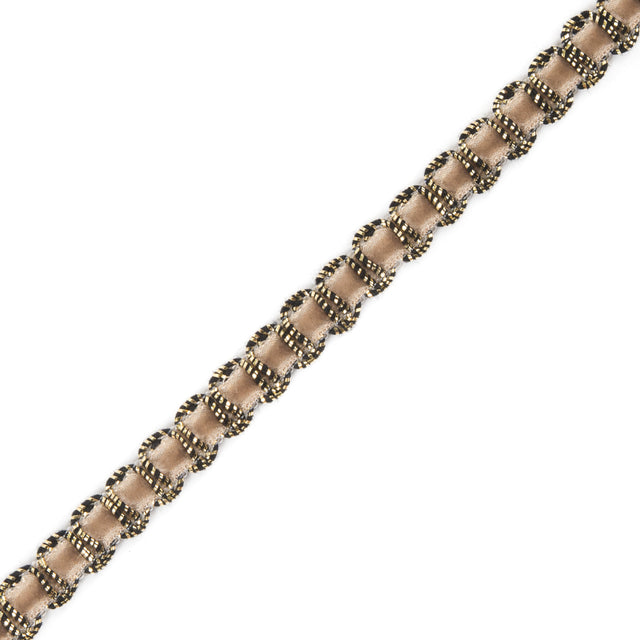 Gold Braid Around Beige Velvet Trimming - 0.25