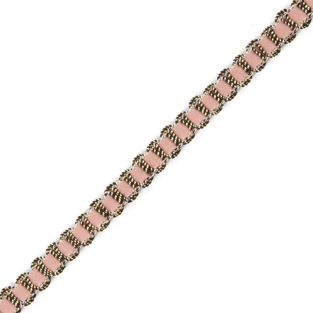 Gold Braid Around Peach Velvet Trimming - 0.25"