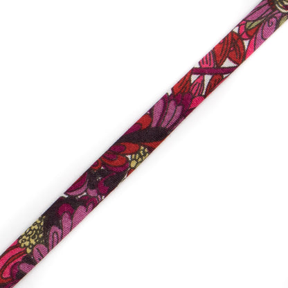 Red and Purple Floral Cotton Tubing - 0.25 - Detail