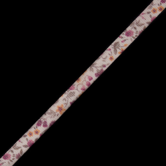 Pink Floral Printed Grosgrain Ribbon - 0.375"