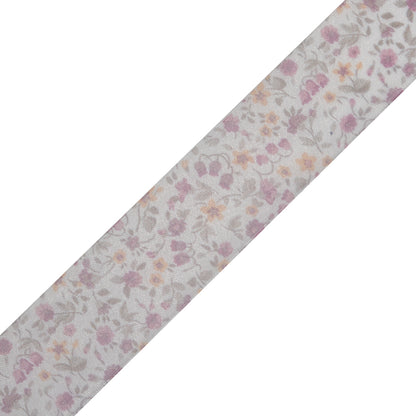 Pink Floral Printed Sheer Ribbon - 1.5