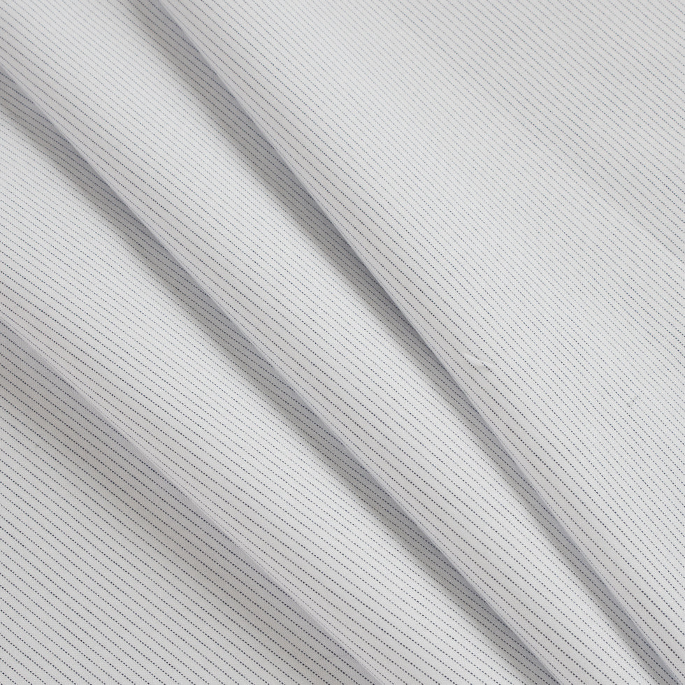 White/Black Pinstripes Cotton Shirting Folded