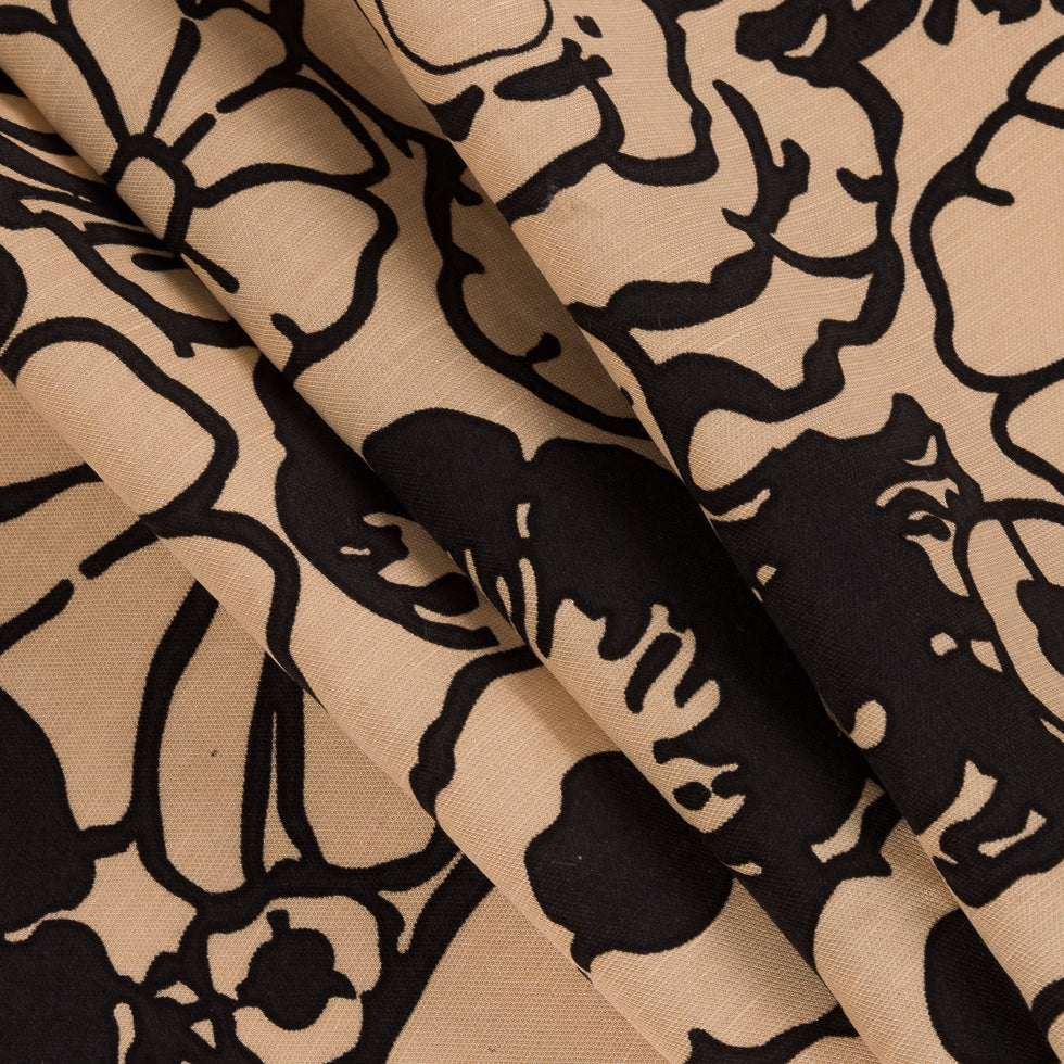 Marzipan/Black Floral Printed Woven - Detail