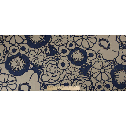 Creme Brulee/Muted Navy Floral Printed Woven - Folded