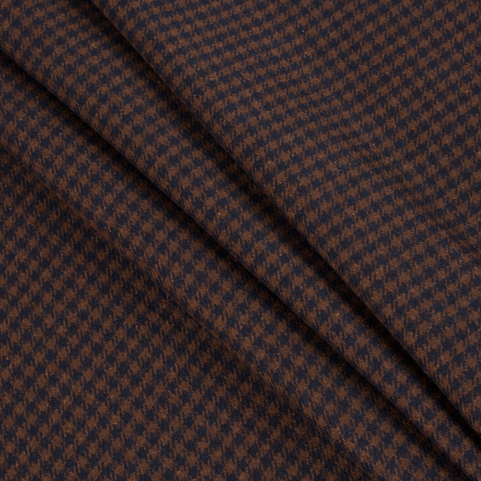 Brown/Navy Shepherd's Check Heavy Wool Suiting Folded