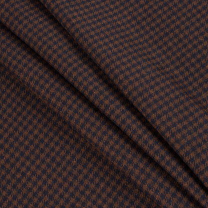 Brown/Navy Shepherd's Check Heavy Wool Suiting Folded