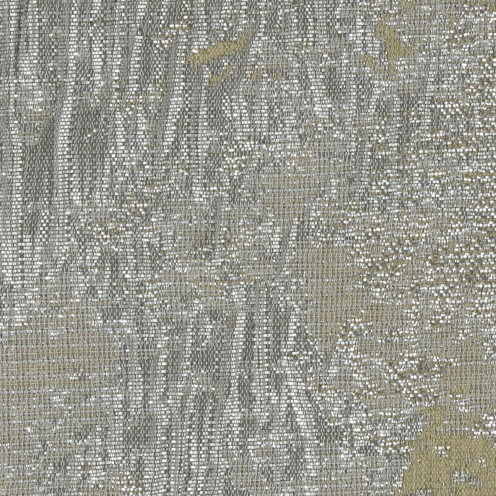 Metallic Silver/Lime/Ivory Abstract Brocade Detail