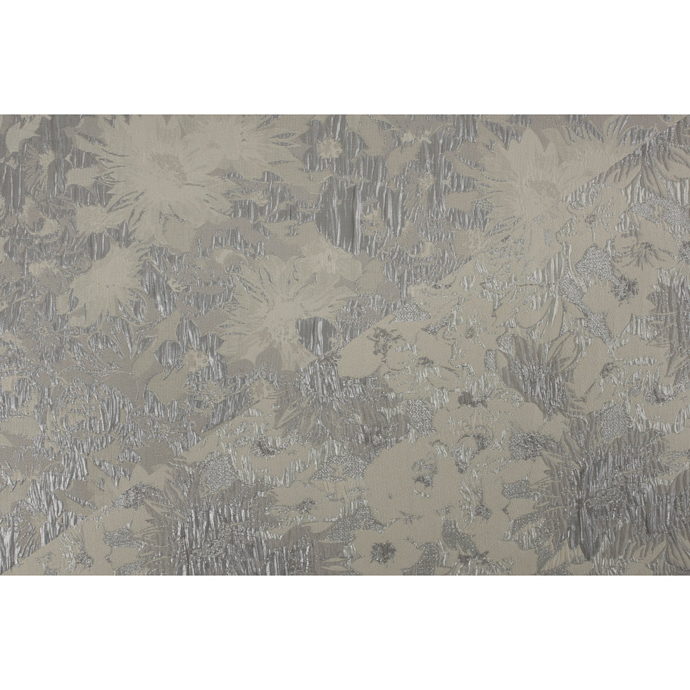 Metallic Silver/Ivory Floral Jacquard Folded