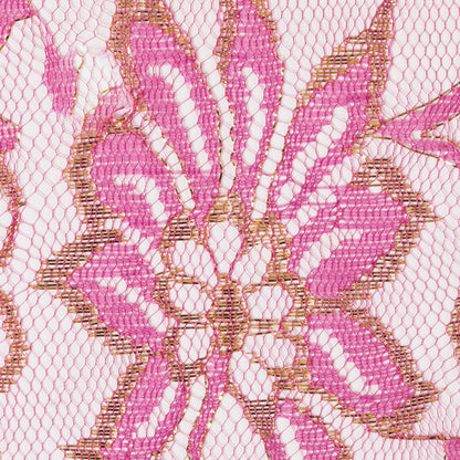 MetallicGold/Pink Fine Floral Lace w/ Scalloped Edges - Detail