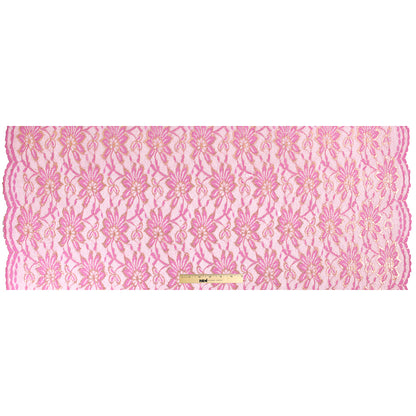 MetallicGold/Pink Fine Floral Lace w/ Scalloped Edges - Full