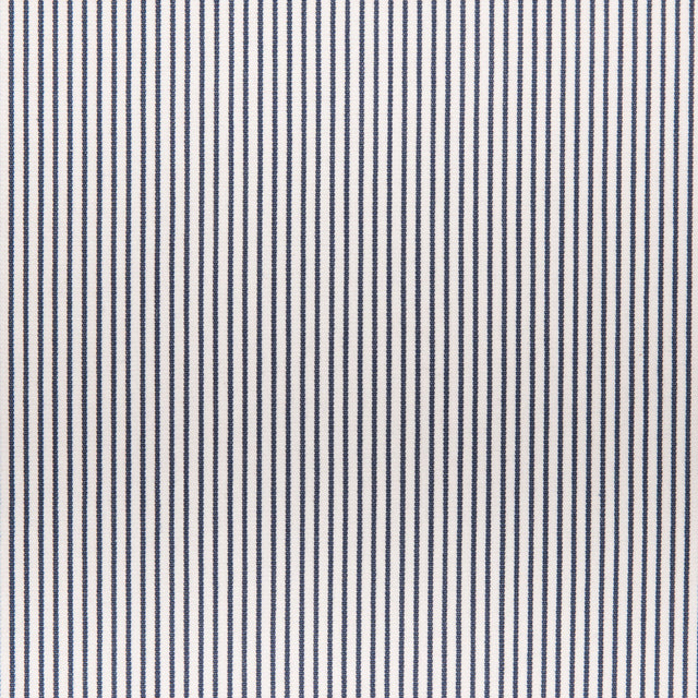 White/Navy Chalk Striped Stretch Cotton Woven