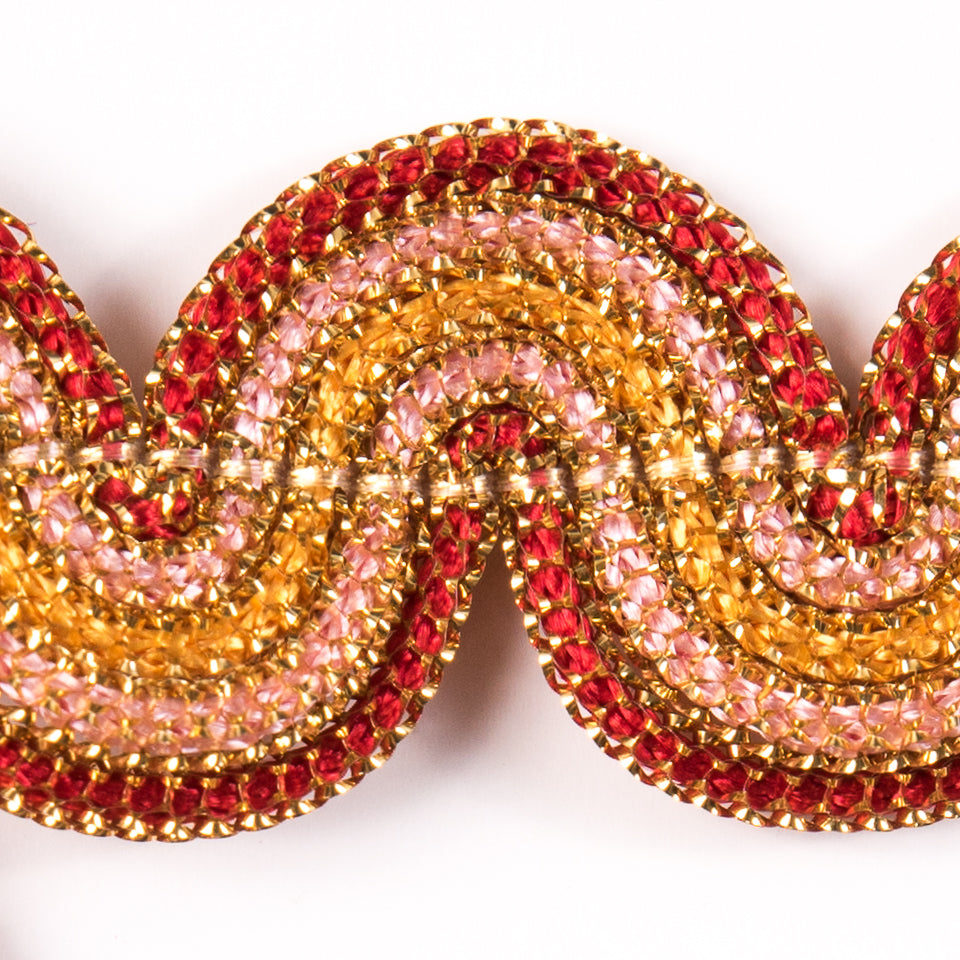 Metallic Gold/Red Braided Ric Rac - 1 - Detail
