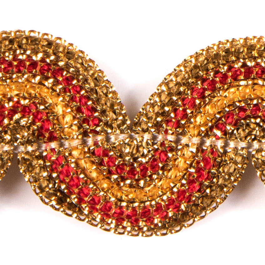 Metallic Gold and Yellow Braided Ric Rac - 1" Detail