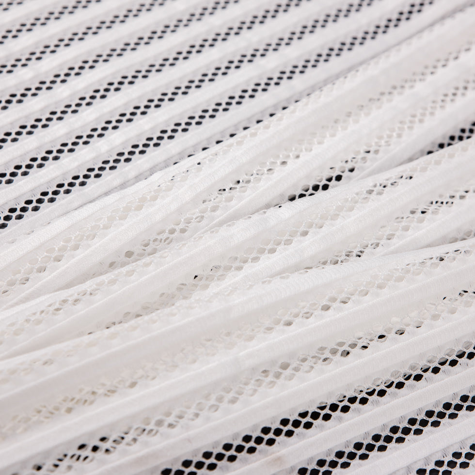 Ecru Ribbed Knit/Novelty Netting - Folded