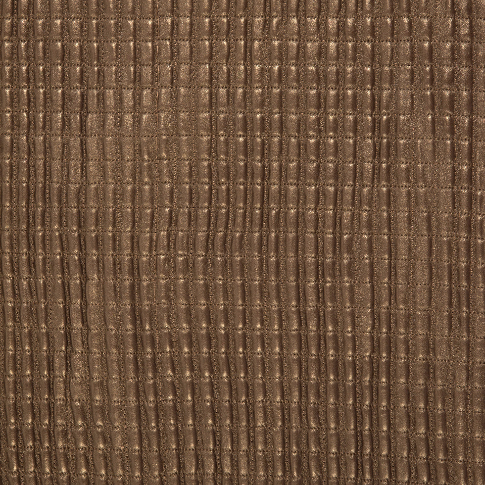 Small Brown Quilted Lamb Hide w/ Black Knit Backing Detail