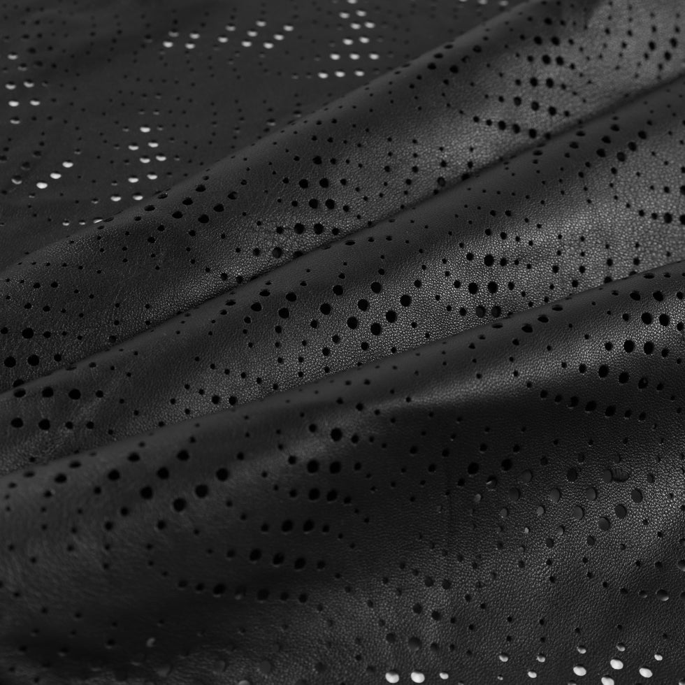 Medium Black Abstract Perforated Lamb Leather Folded