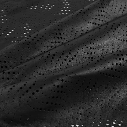 Medium Black Abstract Perforated Lamb Leather Folded