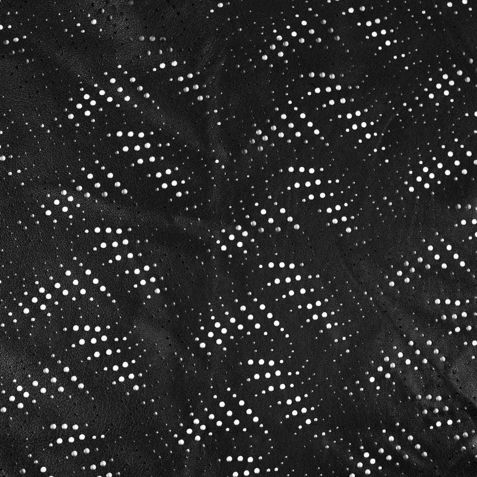 Medium Black Abstract Perforated Lamb Leather Detail