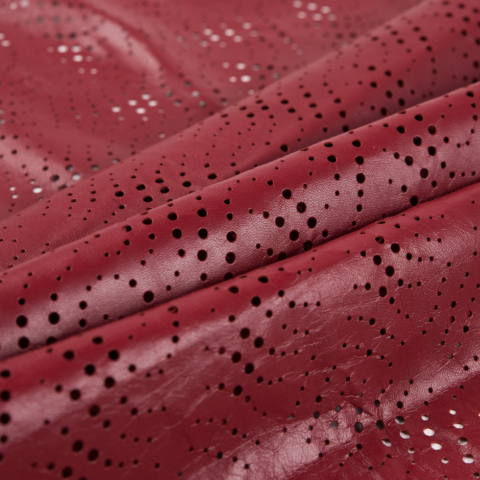 Small Brick Red Abstract Perforated Lamb Leather - Folded