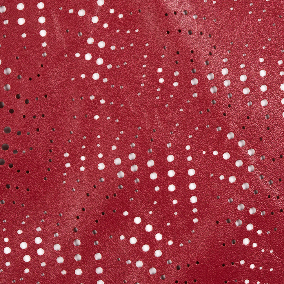 Small Brick Red Abstract Perforated Lamb Leather - Detail