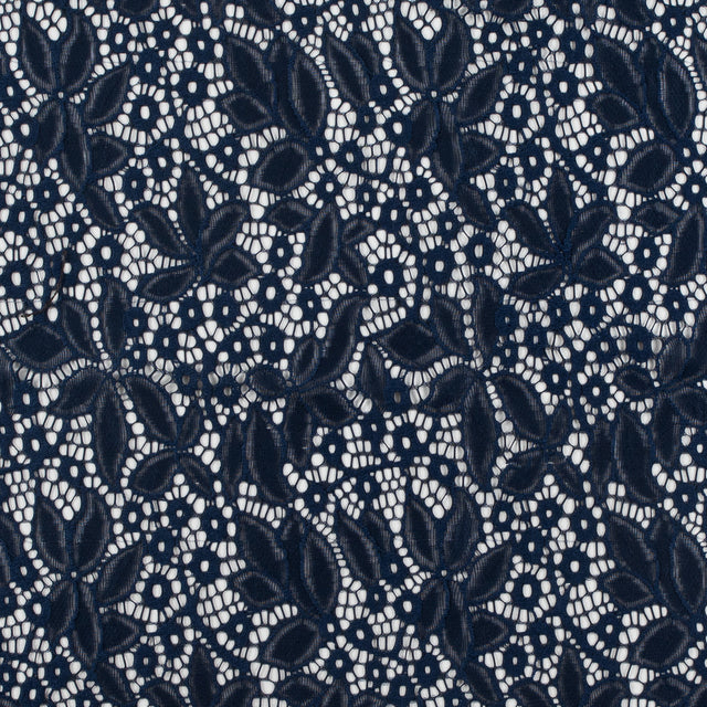 Dark Navy Floral Stretch Lace