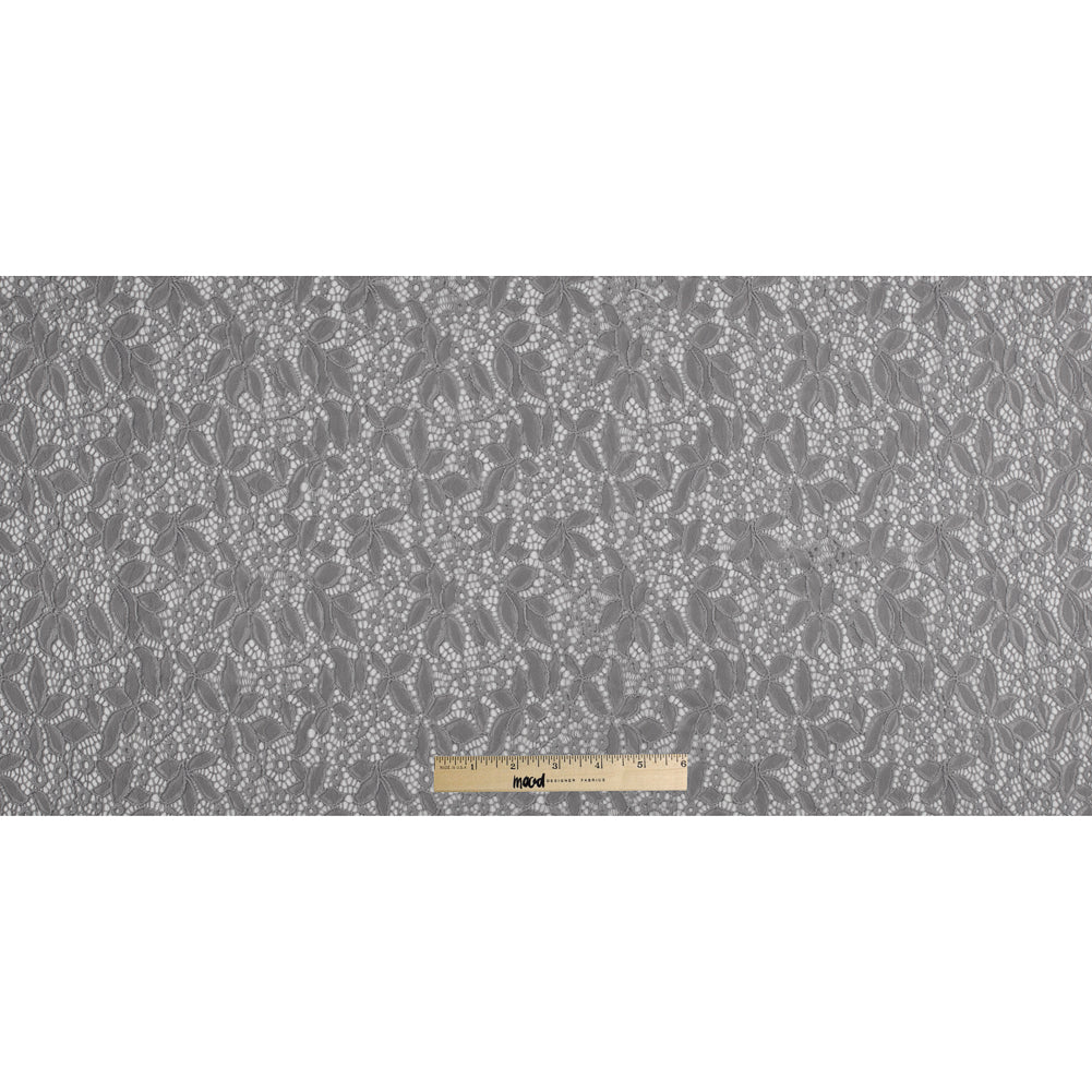 Stretch Lace - Gray Floral - Katerina Collection Folded