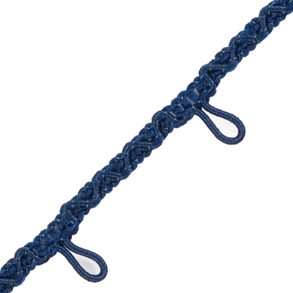 Blue Button Loop Braid - 0.625 - Detail