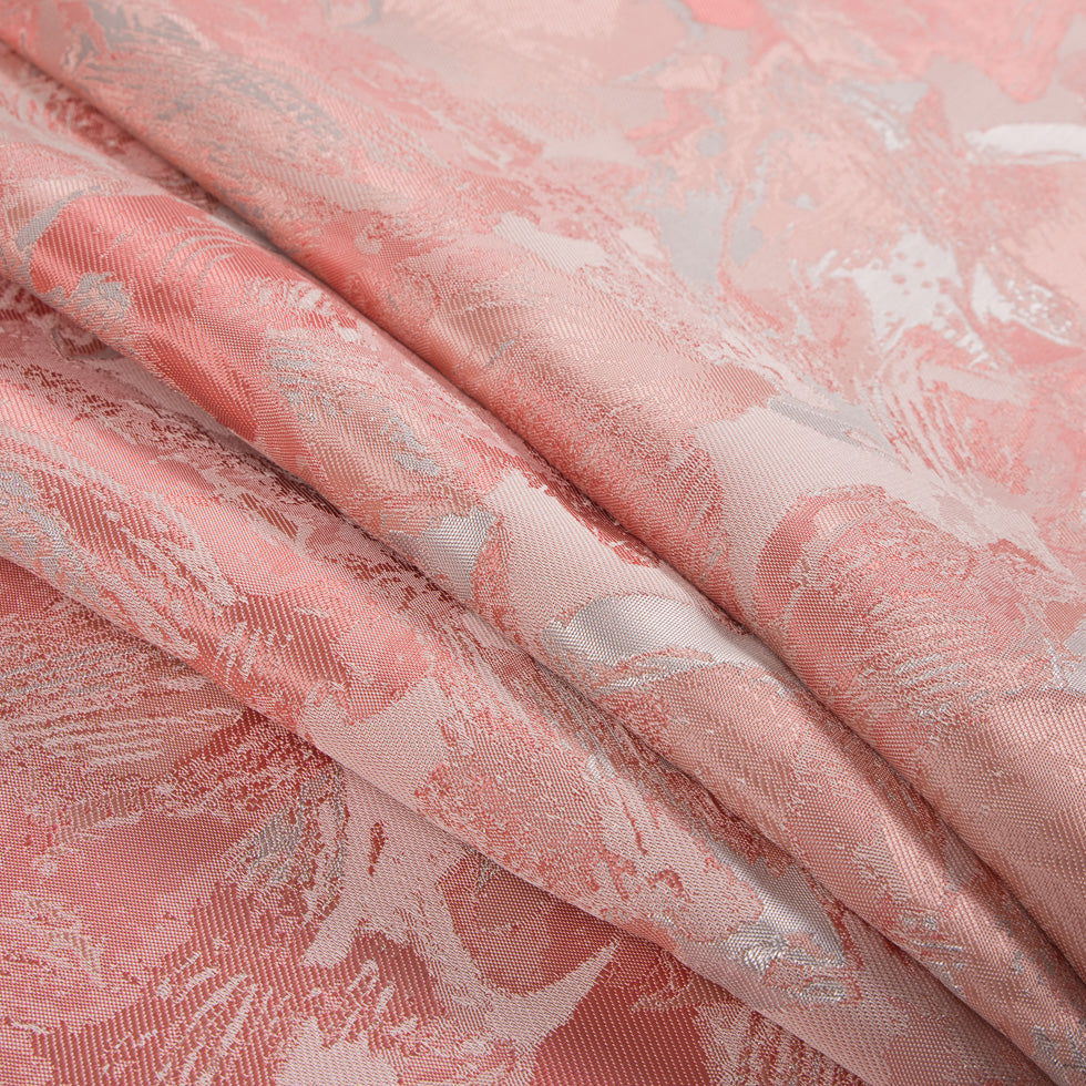 Metallic Silver/Pink Abstract Jacquard/Brocade Detail