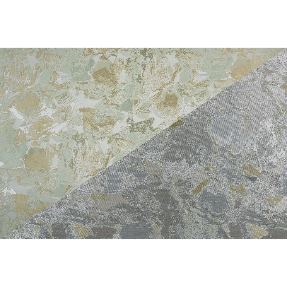 Metallic Silver/Green Abstract Jacquard/Brocade - Folded