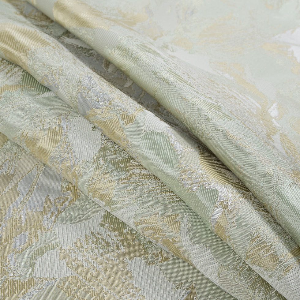 Metallic Silver/Green Abstract Jacquard/Brocade - Detail