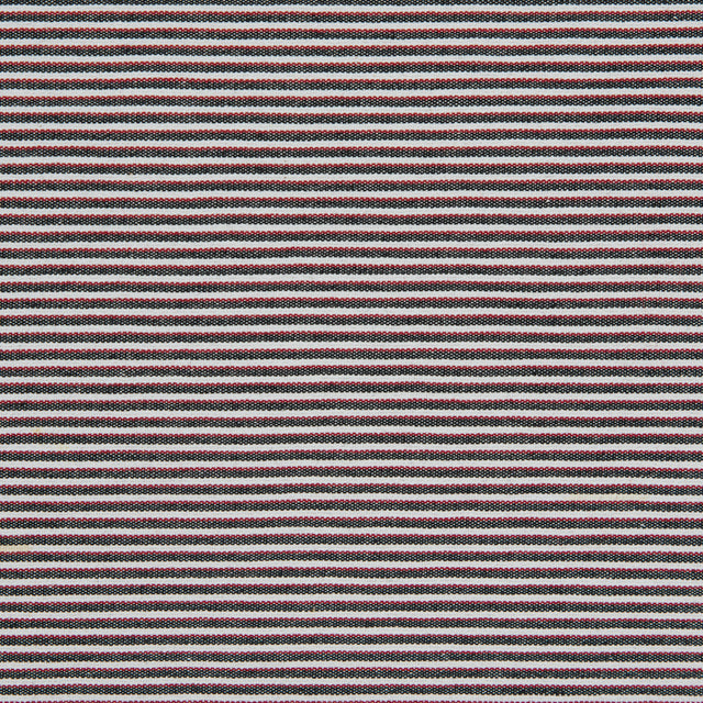 Red/Black/White Raised Shadow Stripes on Stretch Cotton Woven