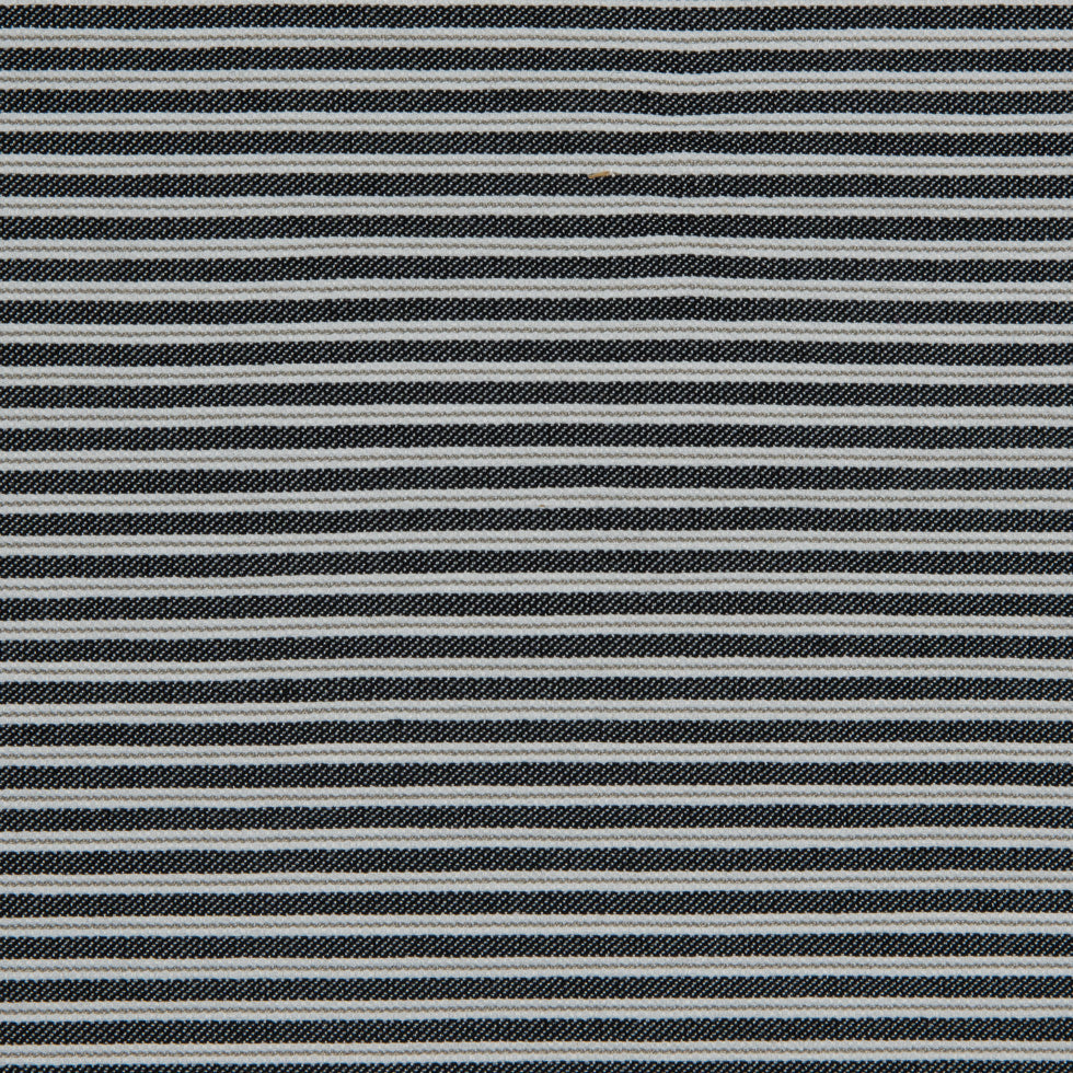 Black/White/Gray Striped Stretch Cotton Woven