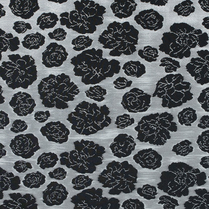 Metallic Silver/Pink Floral Polyester Brocade