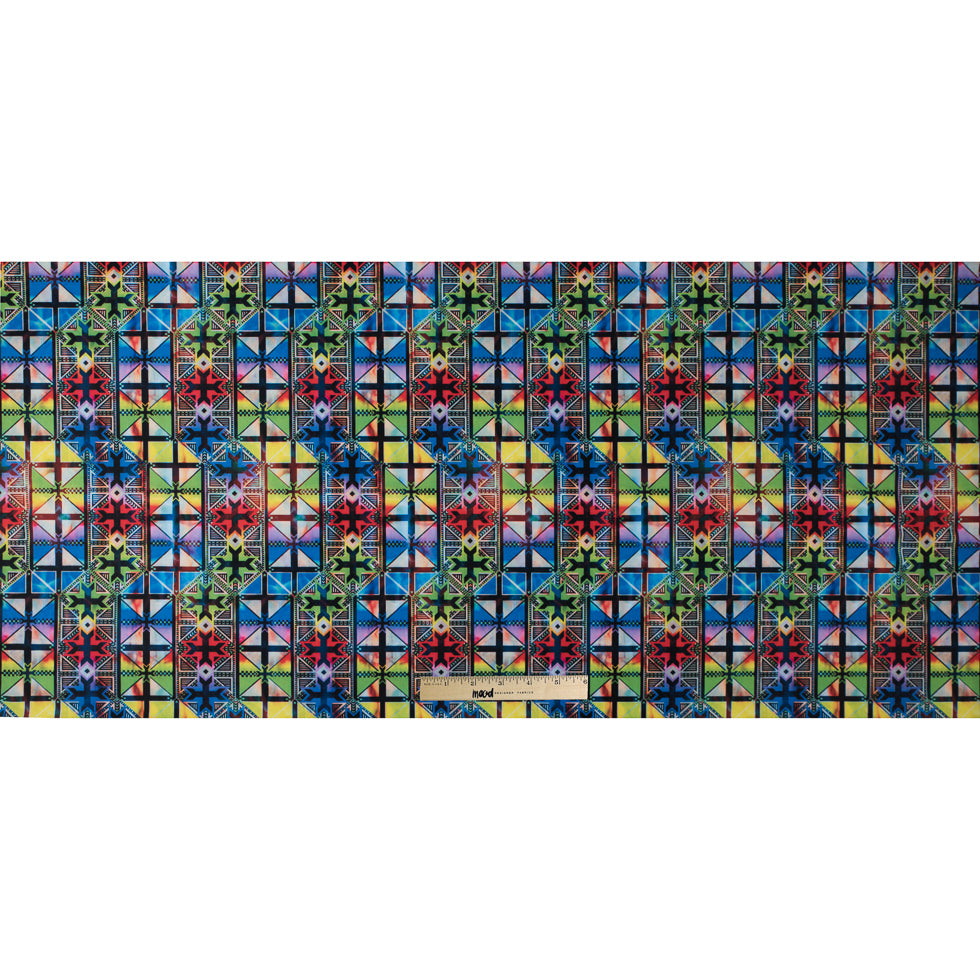 Max-Dri Performance Tricot, Anti-Microbial - Blue and Multi-Colored Geometric Full