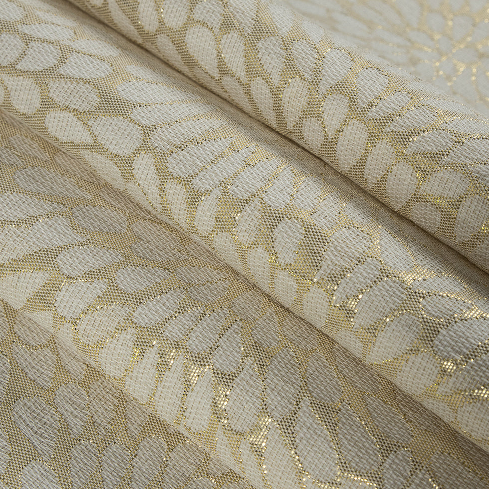Metallic Ivory/Natural Classical Polyester Jacquard/Brocade Folded