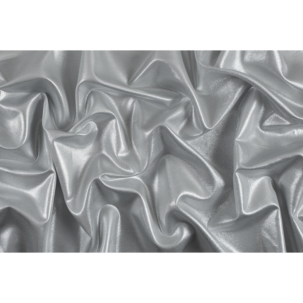 Metallic Polyester Lame - Silver and White Folded