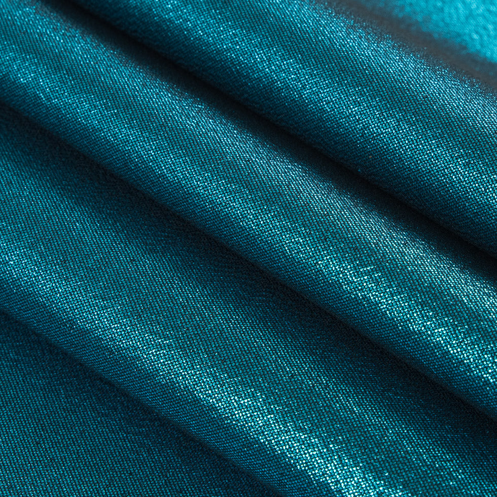 Aqua/Black Metallic Polyester Lame - Detail