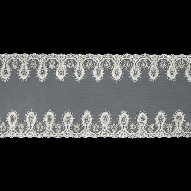 White and Gold Embroidery on Mesh - 10